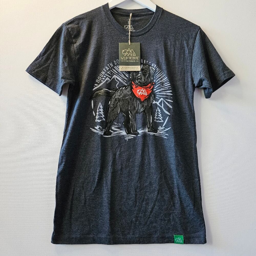 Wild Tribute Mountain Dog Dark Gray Short Sleeve Shirt XS